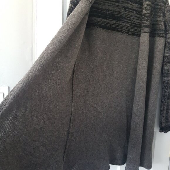 Tahari Wool Yak Blend Open Front Long Line Knit Cardigan Color Block  Sz M - Picture 7 of 15